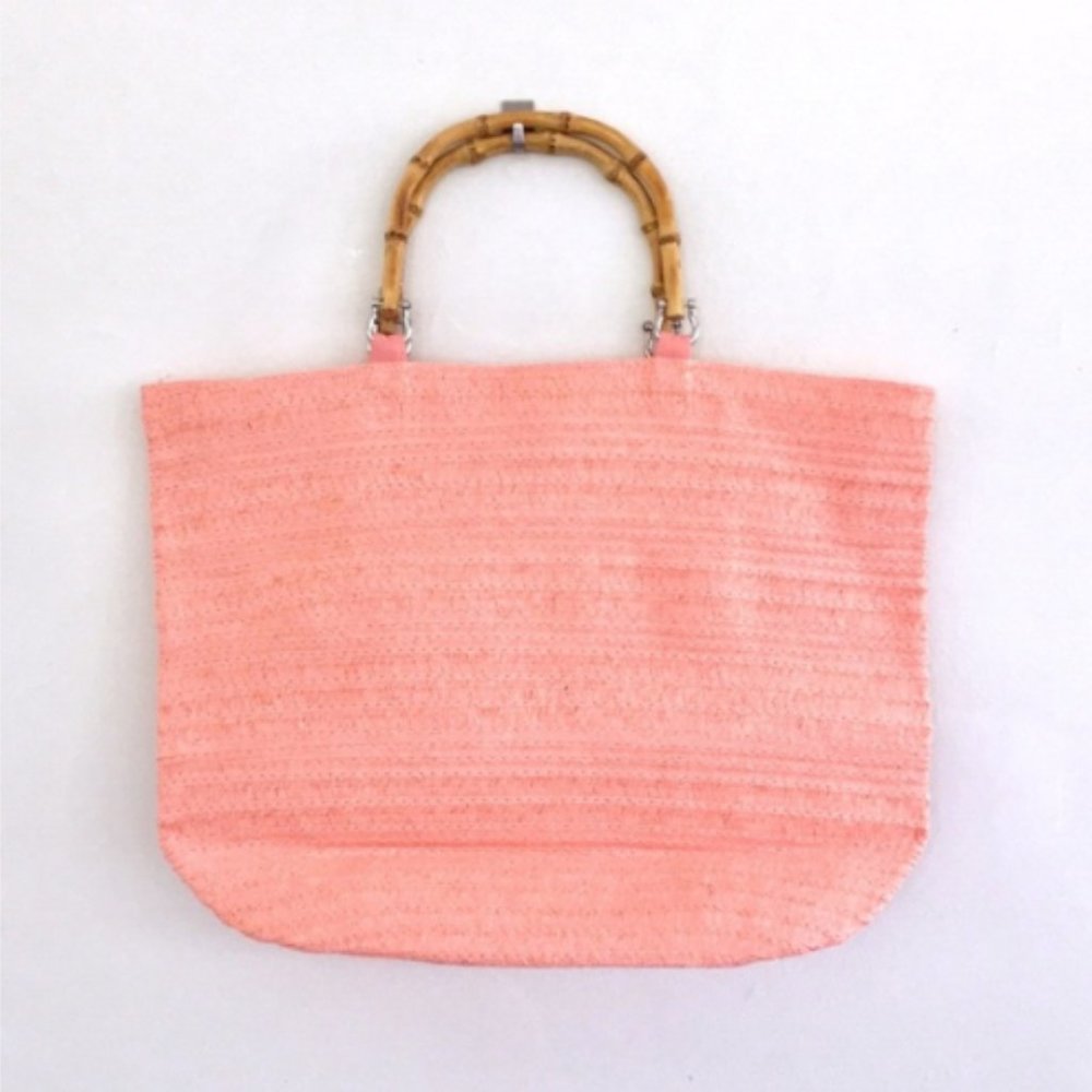 H&M  raffia tote with bamboo handles